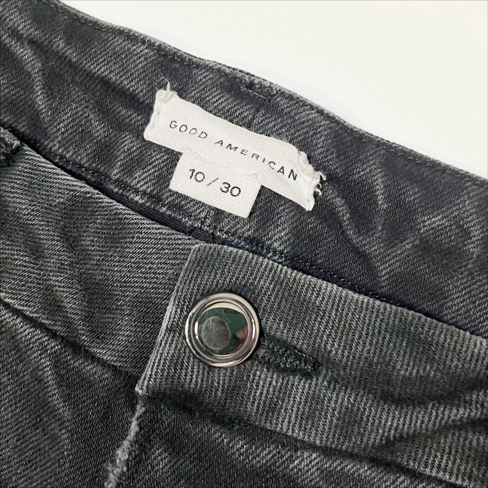 Good American Good Classic Jeans 10 30 black faded distressed high waist stretch - Picture 6 of 12